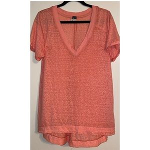 We the Free (Free People) Burnout Tee, Coral / Orange - Large